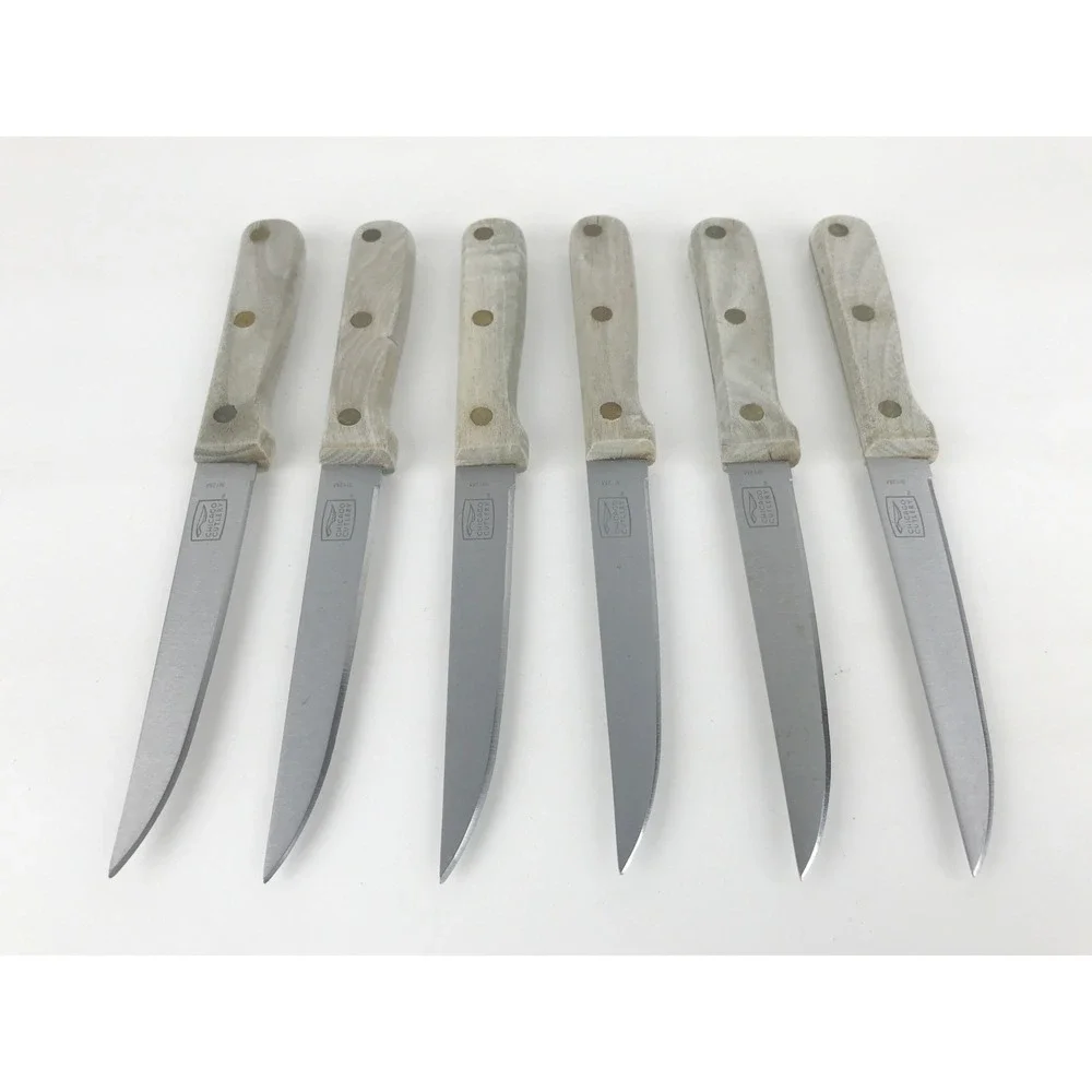 Lot of 6 - Chicago Cutlery 3112M Steak Knives Wood Handle Kitchen Slicing‎